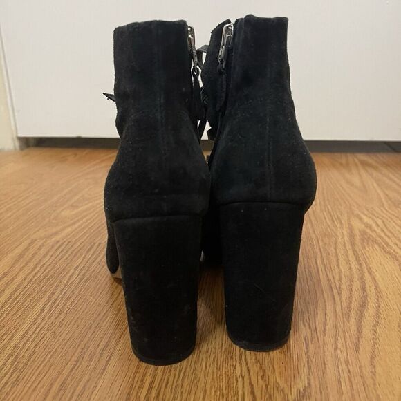 Sam Edelman Black suede lace up ankle peep toe booties size US 6 - Picture 3 of 7